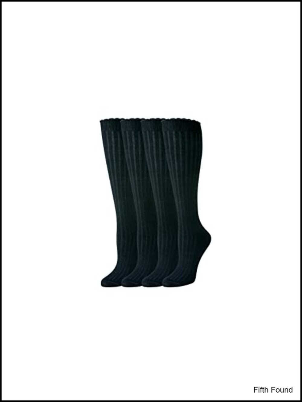 Women's Cotton Knee High Socks 4 Pairs Scallop Top Casual